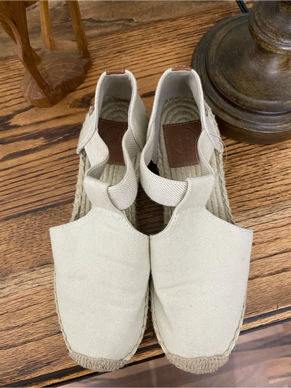 Tory Burch Neutral Beige Espadrille Wedge Sandals